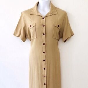Diane Von Furstenburg Vintage Tan Button-Down Belted Dress